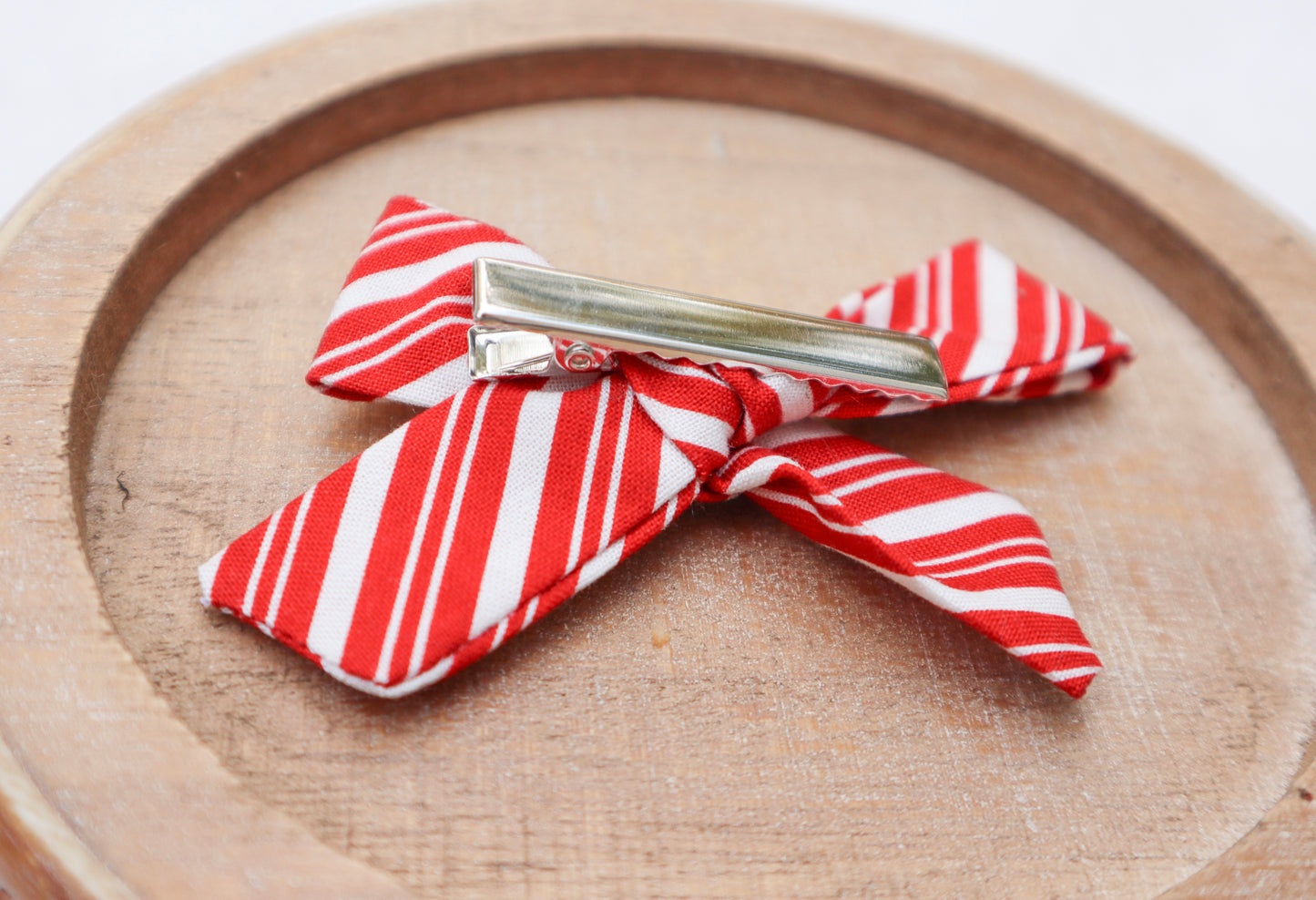 Red Peppermint Swirl Fur Bow