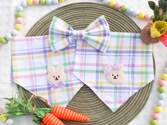 Hoppy Bunny Multicolor Plaid Bandana
