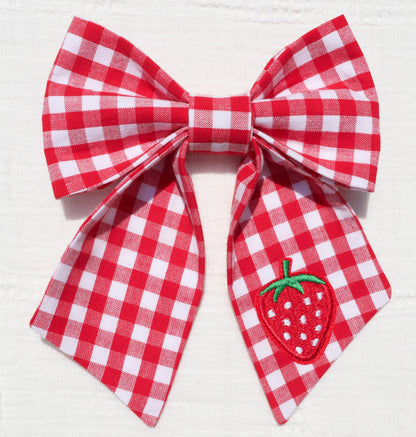 Strawberry Picnic Pet Bow