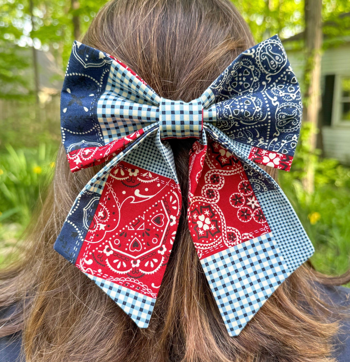 Patriotic Patchwork Hair Bow