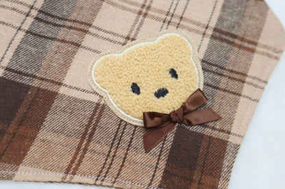 Espresso Plaid Bear Bandana