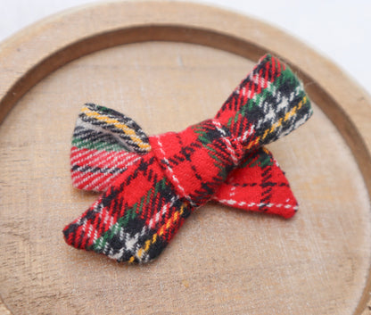 Classic Christmas Plaid Fur Bow