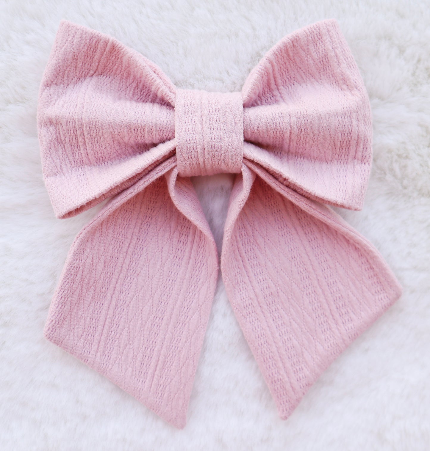 Soft Blush Ribbed Knit Pet Bow