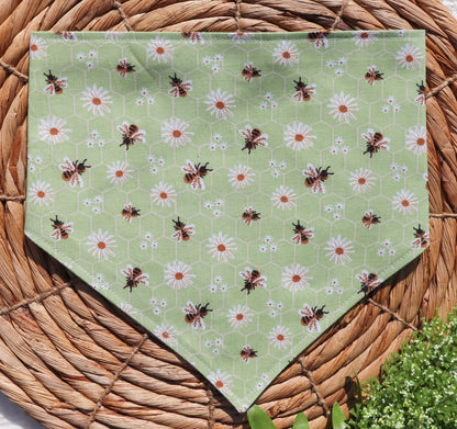 Green Bees & Daisies Bandana