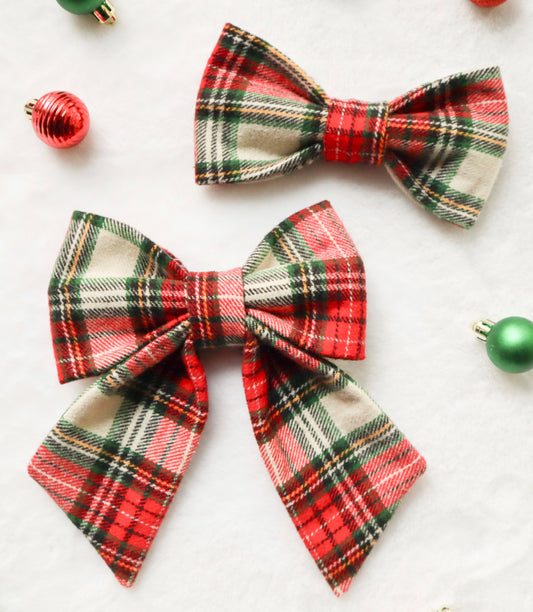 Classic Christmas Plaid Pet Bow