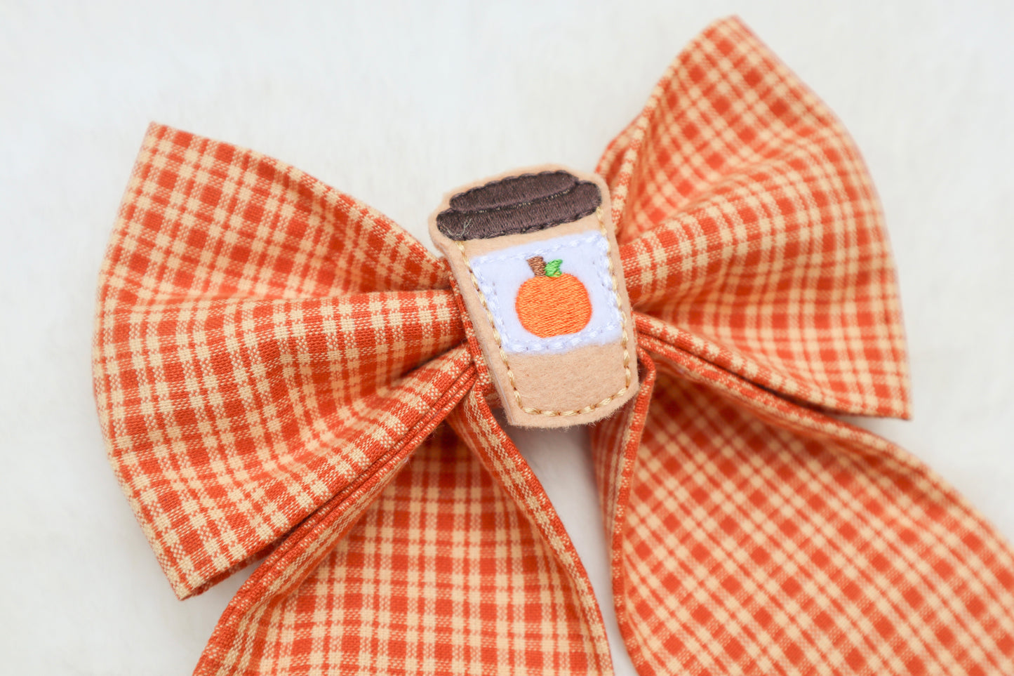 Pumpkin Spice Plaid Pet Bow