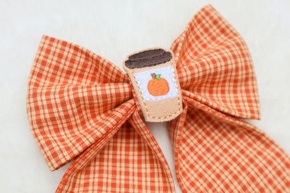 Pumpkin Spice Plaid Pet Bow