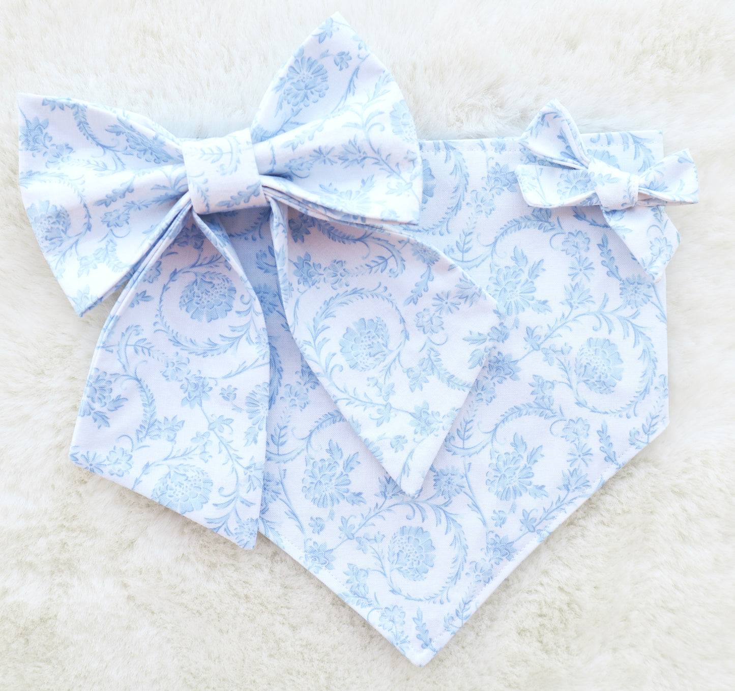 Blue Evelyn Fur Bow