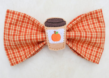 Pumpkin Spice Plaid Pet Bow
