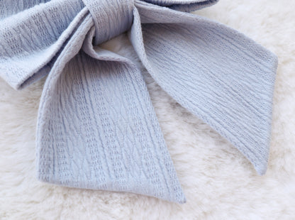 Powder Blue Ribbed Knit Pet Bow